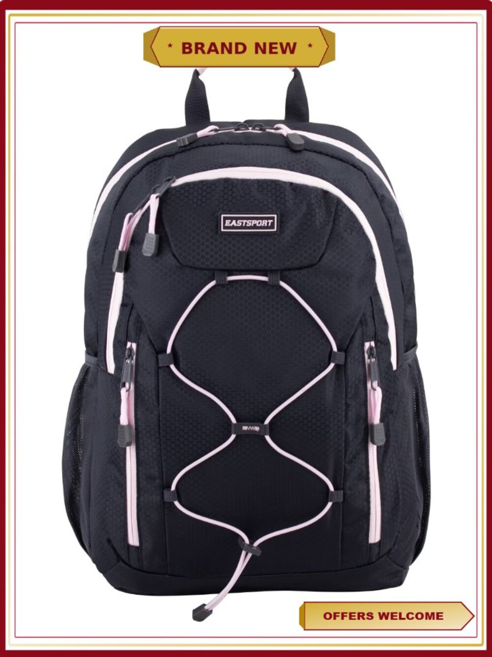 Bungee Backpack with Laptop Sleeve, Hydration Pockets, Adjustable Straps
